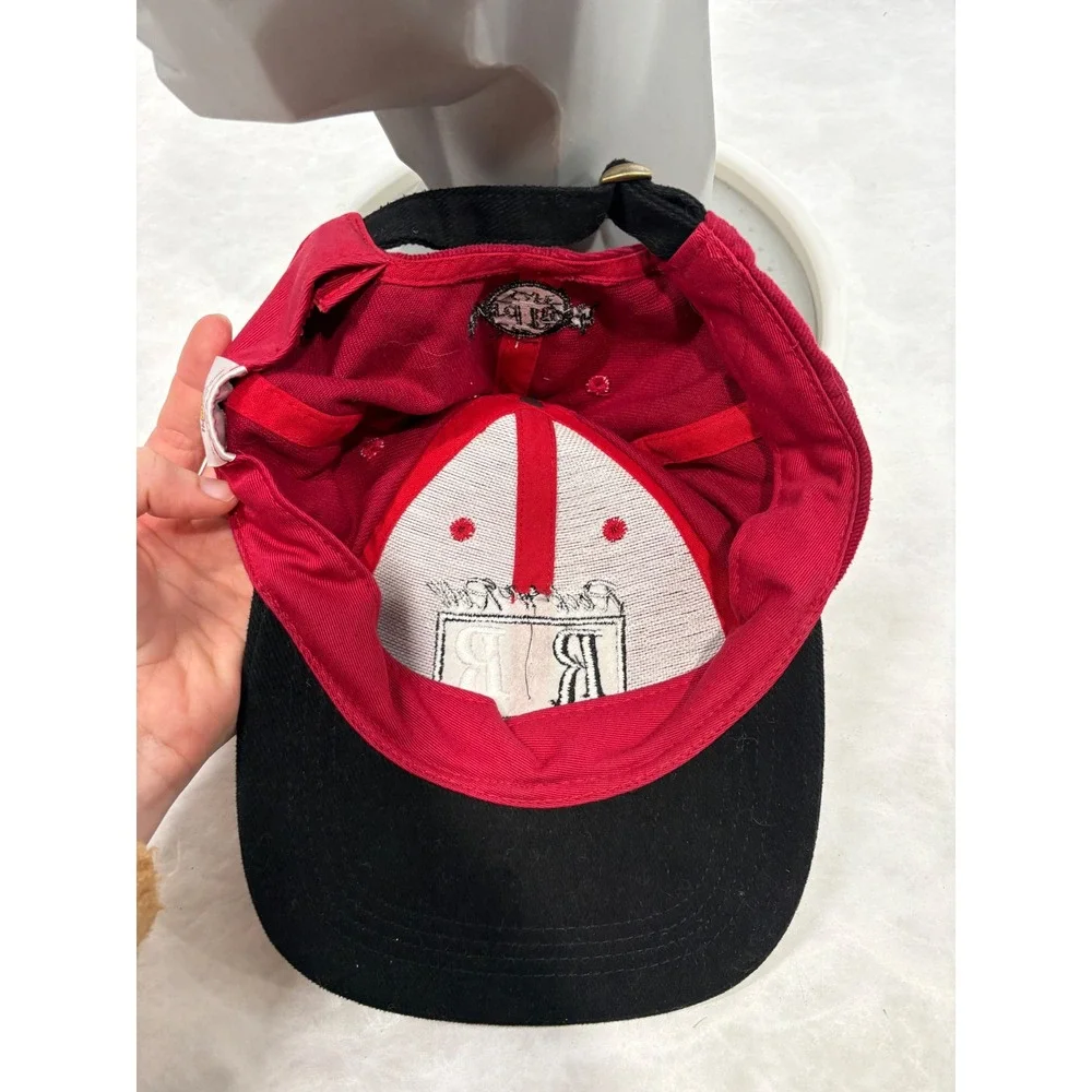 Hard Rock Cafe Dubai Hat Vintage Rock n Roll Never Dies Red Black Strapback Cap